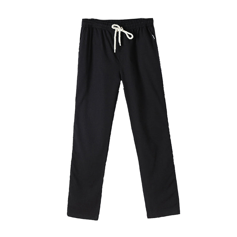 New Arrived Solid Color Slim Fit Skinny Lace Up Casual Pants Linen Mens Track Pants