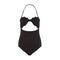 Simple Fashion Lace Wave Pattern Removable Shoulder Strap Black One Piece Ladies Sexy Swimwear Beachwear