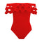 Modern Falbala Off Shoulder Solid Color Sport Tight One Piece Swimsuits Design Xxx Sex Hot Young Girl Swimwear