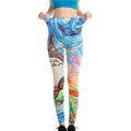 Fashion High Elastic Cartoon Oil Painting Style Printed Pencil Women Sport Adult Training Slimming Leggings