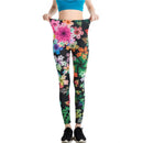 Fashion High Elastic Color Maple Leaf Flower Printed Fitness Lady Butt Lift Yoga Slimming Leggings