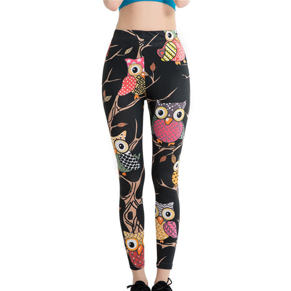 New Arrival Lovely Cartoon Owl Printed High Elastic Tight Pants Sports Women Design Lady Leggings