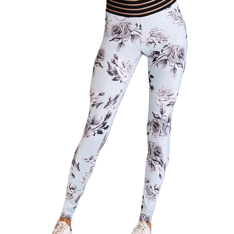 Fashion Sexy Floral Printed Buttock Waist Showed Women Sport Yoga Pants Design Lady Leggings