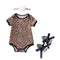 3Pcs Cute Newborn Baby Leopard Printed Shoes And Flower Headband Romper Set Organic Cotton Bodysuit For Baby