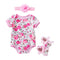 3Pcs Cute Newborn Baby  Floral Printed Shoes And Flower Headband Jumpsuit Fashion New Design Cotton Romper Set