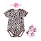 3Pcs Cute Newborn Baby Cow Printed Shoes And Flower Headband Bodysuit Baby Design Organic Cotton Romper Set