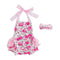 2Pcs Set Lovely Ruffle Lace Leopard Pattern Baby Girl Backless Jumpsuit Design Bodysuit For Baby With Headband