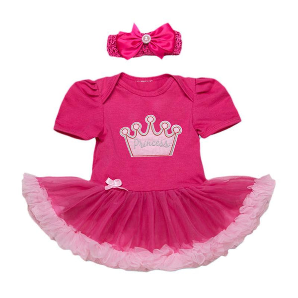 2Pcs Set Pink Beaded Bowknot Headed And Short Sleeve Different Pattern Embroidered Organic Cotton Romper Set Girls Romper