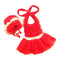 2Pcs Set Kids Hot Sale Conjoined Dress Style Backless Cute Bowknot Swimsuit With Hat