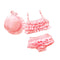 3Pcs Set Kids Off Shoulder Divided Solid Color Cute Bikini Swimsuit With Hat