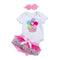 3Pcs Set BowKnot Headband Lace Ruffle Shorts Colorful Flower Printed Girls Short Jumpsuit Baby Bodysuit With Organic Cotton