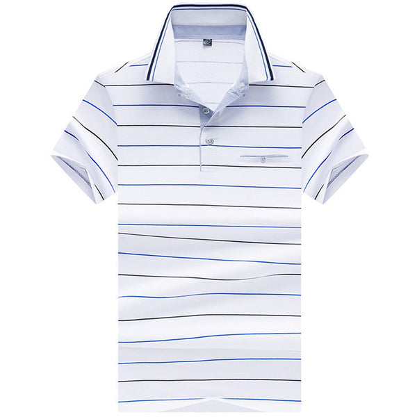 Fashion Casual Short Sleeves Formal Lapel Stripes Latest New Model Mens Slim Fit Dress Shirts Design Cotton T-Shirts