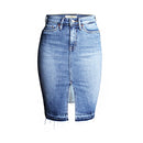 New Arrival Hot Fashion Front Opened Short High Waisted Ladies Jean Skirts