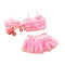 3Pcs Set Kids Divided Solid Color Cute Off Shoulder Bowknot Swimsuit With Hat