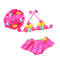 3Pcs Set Kids Divided Cute Off Shoulder Flowers Bikini Swimsuit With Hat