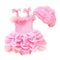 2Pcs Set Kids Conjoined Tutu Dress Style Sweet Cute Off Shoulder Swimsuit With Hat