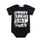 Black Short Sleeve Letter Printed Fashion New Design Baby Bodysuit Organic Cotton Bodysuit For Baby