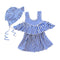 2Pcs Set Children Conjoined Dress Style Sweet Cute Stripes Swimwear With Hat