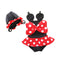 2Pcs Set Children Conjoined Dress Style Sweet Cute Cartoon Bowknot Swimwear With Hat
