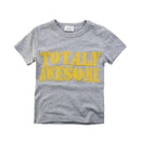 New Arrived Boys Cotton Gray Organic Cotton Embroidery Casual T Shirts Branded Letter Printed T Shirts