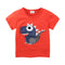 Boys Round Neck Orange Small Dinosaur Printed Soft Super Soft Cotton T-Shirts Trend T-Shirts