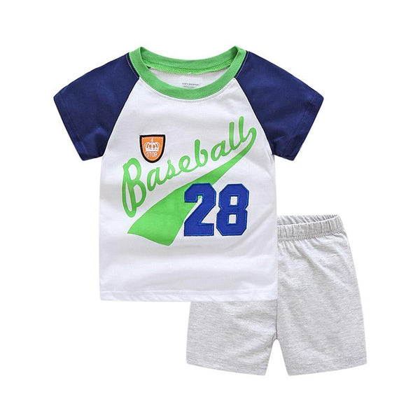 New Arrived 2Pcs Set Boys Plain Shorts And Block Color Cotton Letter Printed Organic T Shirts Workout Slim Fit T Shirts In Bulk