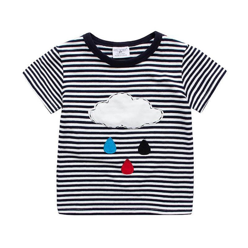 Fashion Boys Black Stripe Cotton Rain Printed Lovely New Pattern Quality T Shirts Bulk Striped T Shirts