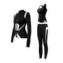 3pcs Fashion Breathable Quick Dry Slim Professional Long Sleeves Jacket Bra Pants Fitness Training Sport Suits