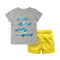 2Pcs Set Boys Printed Shorts And Round Neck Cars Printed Slim Fit Cotton T-Shirts Printed T-Shirts