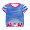 New Arrived Blue Stripe Short Sleeve Button Lovely Three Elephants Printed Trend Design Cotton Tops