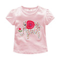 New Arrived Pink Color Short Sleeve Button Special Elephant Printed Cotton Animal Design T-Shirts