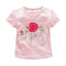 New Arrived Pink Color Short Sleeve Button Special Elephant Printed Cotton Animal Design T-Shirts