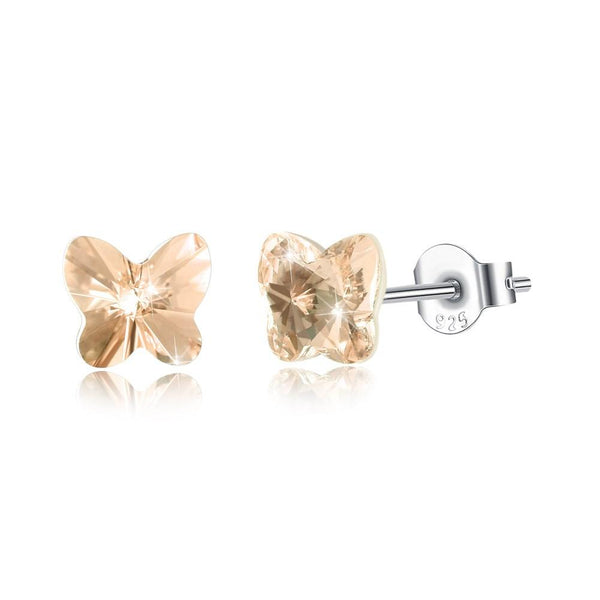 High Quality Romantic Sweet Shiny Butterfly Shape Crystal S925 Silver Swarovski Element Earrings