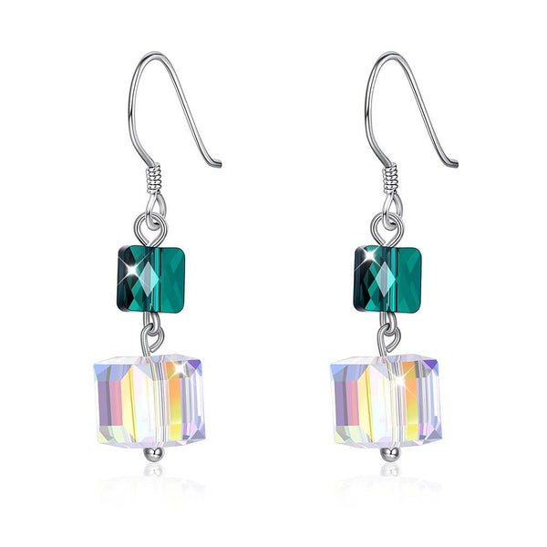 High Quality Unique Geometric Romantic Crystal Sterling Swarovski Element Silver Earrings