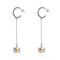 High Quality New Fashion Luxury Long Pendant Geometric Shiny Crystal S925 Silver Earrings