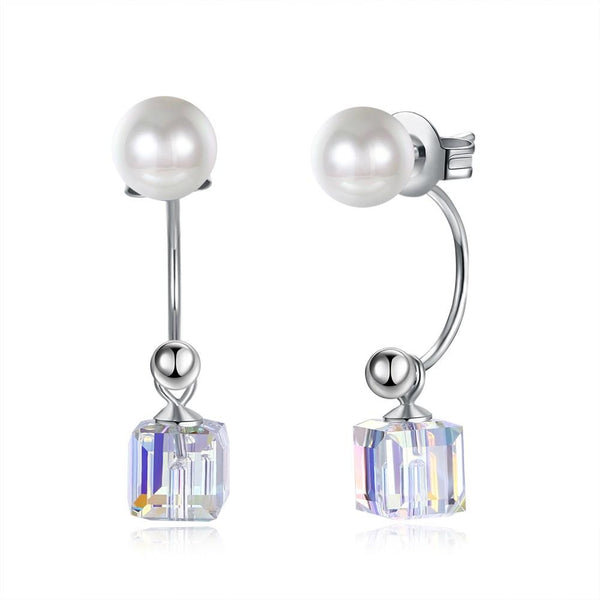 Hot-selling Elegant Geometric Shiny Crystal S925 Silver Swarovski Element Women Party Earrings