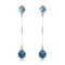 High Quality Unique Trendy Style Long Pendant Blue Shiny Crystal S925 Silver Earrings