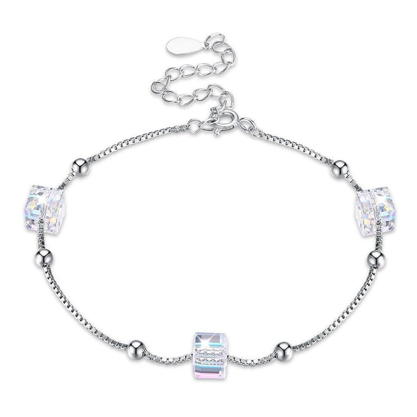 Fashion Personality Top Grade Trendy Style Geometric S925 Silver Swarovski Element Crystal Bracelet