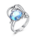 High Quality Women Elegant Trendy Style Shiny Crystal Adjustable S925 Silver Swarovski Element Ring