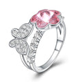 Luxury Unique Design Flower And Butterfly Shape S925 Silver Zircon Crystal Swarovski Element Ring