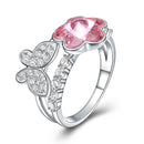 Luxury Unique Design Flower And Butterfly Shape S925 Silver Zircon Crystal Swarovski Element Ring
