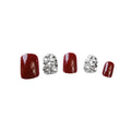 24pcs New Fashion High Quality Red Silver Full Cover 3D Diamond False Artificial Fingernail Tips For Bride