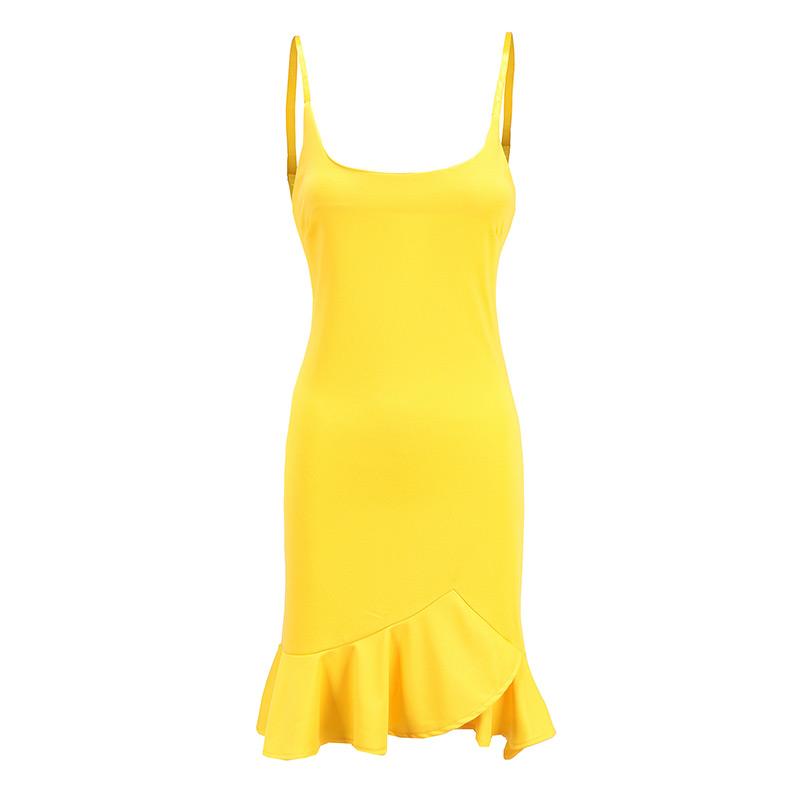 Wild Girl Trendy Sexy Style New Arrival Flouncing Hem Slip Dress