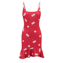 New Arrival Sweet Girl Vacation Pattern Cherry Print Flouncing Dress