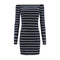 New Arrival Fashion Lady Off-shoulder Classic Stripe Pattern Slim Dress