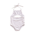 Latest Style Girls Cotton Solid Color White Pink Vest Backless Simple One Piece Blank Swimwear