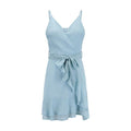 Women Hot Sale Solid Bright Color Irregular Hemline Lace Up Slip Dress