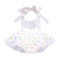 Hot Selling Girls Cotton White Sleeveless Backless Tulle Colorful Sequins Sweet Fashion Jumpsuit