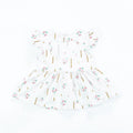 Latest Style Girls Cotton White Ruffle Sleeve Floral Printed Cute Heart Backless Dress