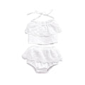 2Pcs Set Girls Cotton White Lace Shorts And Sling Backless Pretty T Shirts
